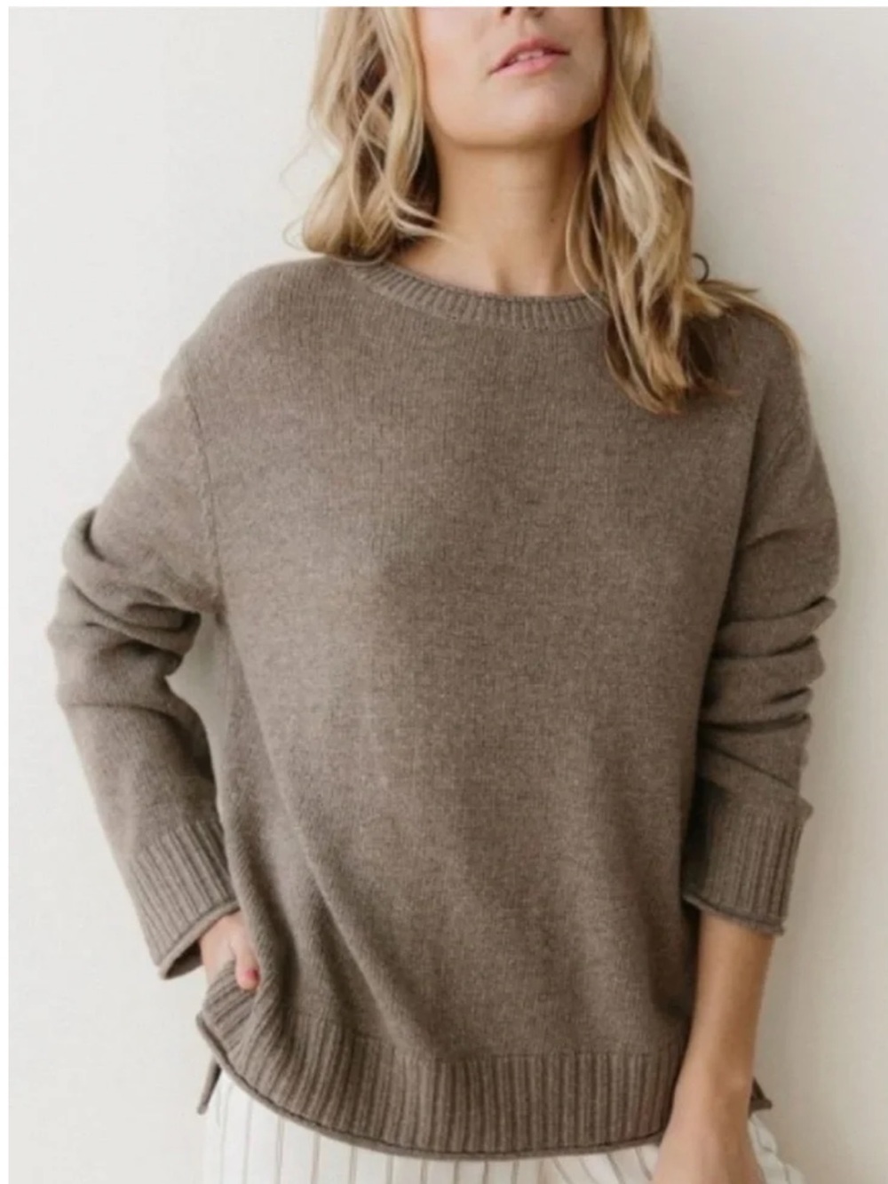 Jenni Kayne Everyday Cashmere Blend Sweater XS Rolled Hem Lightweight Knit